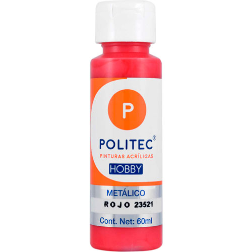 Foto de Pintura Acrilico Politec Hobby Metalico Rojo #23521 60 ml 