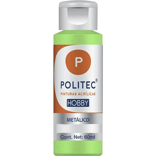 Foto de Pintura Acrilico Politec Hobby Metalico Verde Hoja #23528 60 ml 