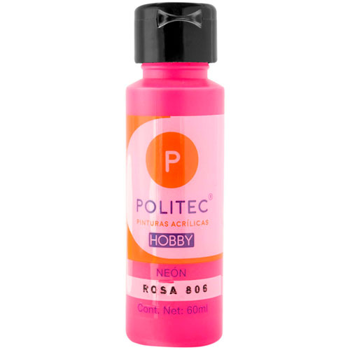 Foto de Pintura Acrilico Politec Hobby Neon Rosa #806 60 ml 