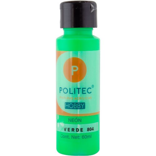 Foto de Pintura Acrilico Politec Hobby Neon Verde #804 60 ml 