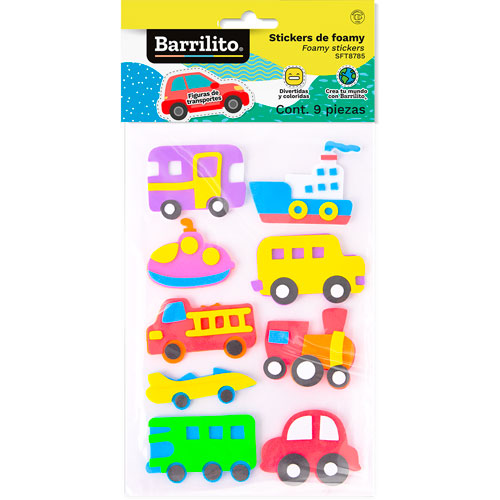 Foto de Plantilla De Stickers Foamy Figuras De Transportes Con 9 Piezas 