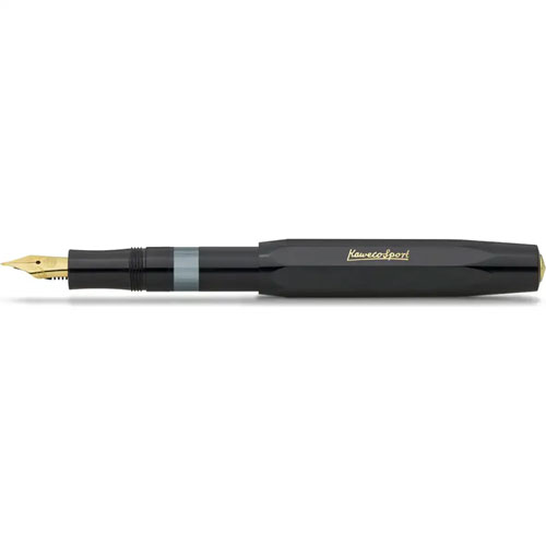 Foto de Pluma Fuente Fina Kaweco Classic Sport Pistón Negro/Dorado 0.7mm 