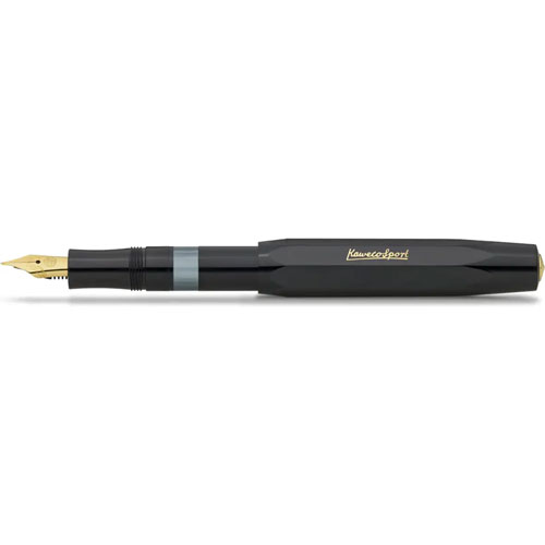 Foto de Pluma Fuente Fina Kaweco Classic Sport Pistón Negro/Dorado 0.9mm 