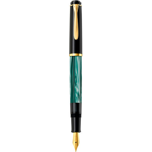 Foto de Pluma Fuente Fina Pelikan M-200 Classic Verde Marmoleado 