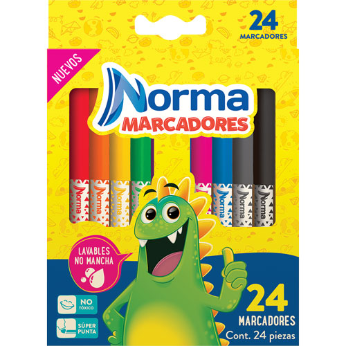 Foto de Marcadores Escolares Norma Lavables Con 24 Surtidos 