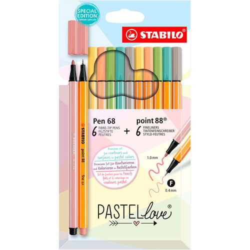 Foto de Plumin Stabilo Pastel Love Point88/Pen68 Con 12 
