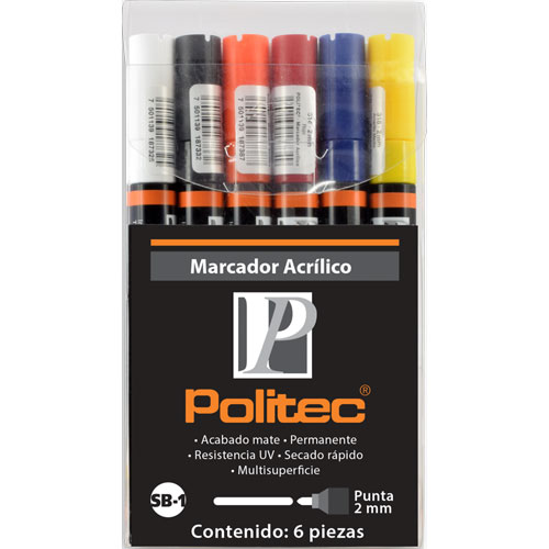 Foto de Marcador Politec Set Basico 1 2Mm Paquete Con 6 