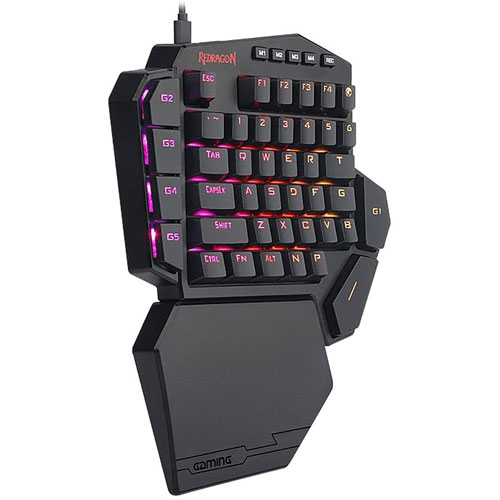 Foto de Teclado Gaming Redragon Diti Rgb One-Hand Negro  Sw Cafe 