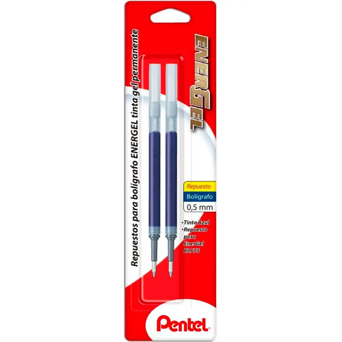 Foto de Repuesto Bolígrafo Fino Azul 0.5mm Pentel EnerGel LRP5BP2-C 