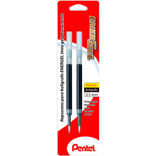 Foto de Repuesto Bolígrafo Fino Negro 0.5mm Pentel EnerGel LRP5BP2-A 