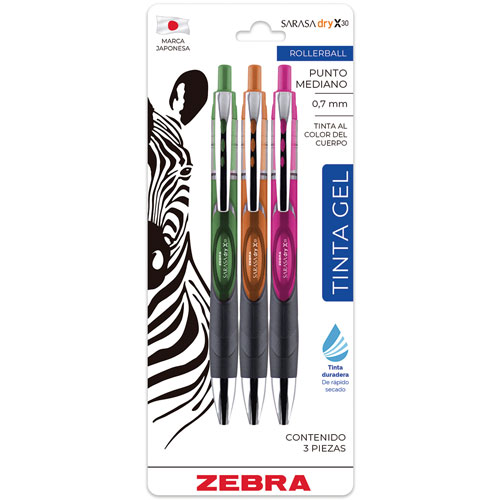 Foto de Roller De Gel Zebra Sarasa Dry X30 Fashion Con 3 