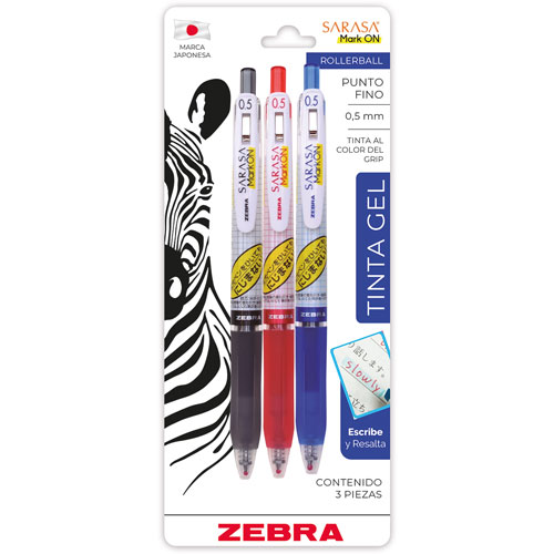 Foto de Roller De Gel Zebra Sarasa Mark Basicos Con 3 