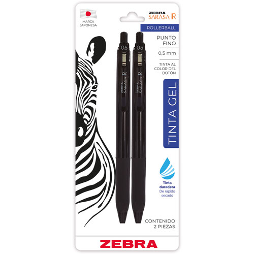 Foto de Roller De Gel Zebra Sarasa R Negro Con 2 