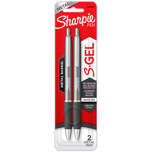 Foto de Roller Gel Sharpie Metal Gris Ret 0.7mm con 2 piezas Negro 