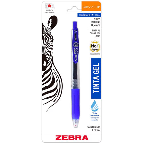 Foto de Roller Gel Zebra Sarasa Clip 808 Mediano Azul con 1 Pieza 