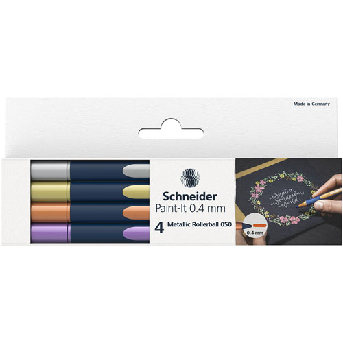 Set 6 Pennarelli Acrilici Schneider Paint-It 320, Punta Tonda 4 Mm, Colori Intensi E Coprenti, Per Legno, Vetro, Metallo