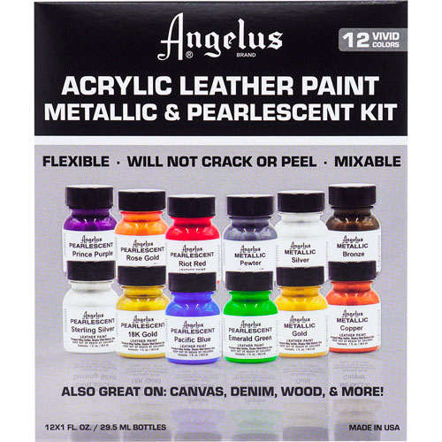 Foto de Set 12 Pinturas Metalizadas Y Perladas Angelus 