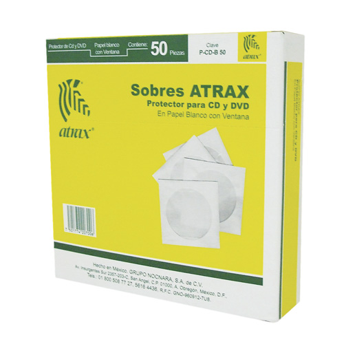 SOBRE PROTECTOR PARA CD/DVD CAJA CON 50 | Atrax | Oficina | Folders y sobres | lumen.com.mx