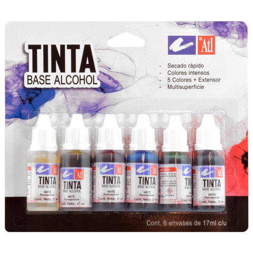 Foto de Tinta Alcohol Atl Set Básico Con 5 Colores Y 1 Medio De 17 Ml 