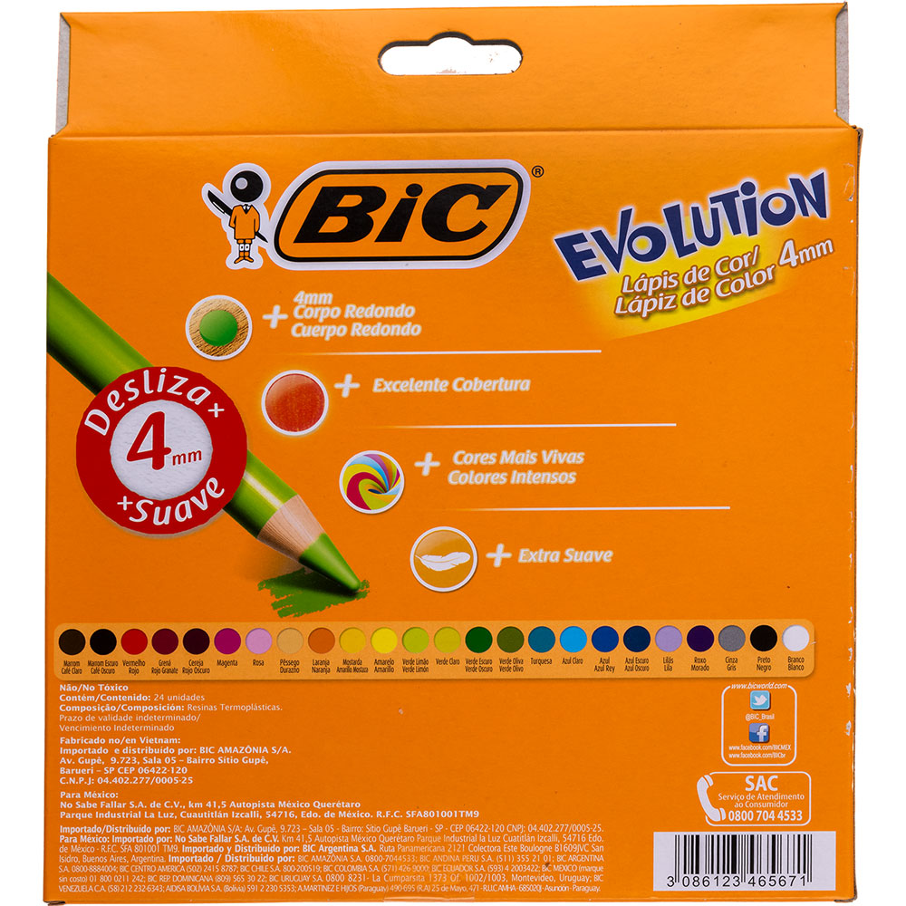 Lápices de colores Bic Evolution mina 4mm 24 piezas | Lumen