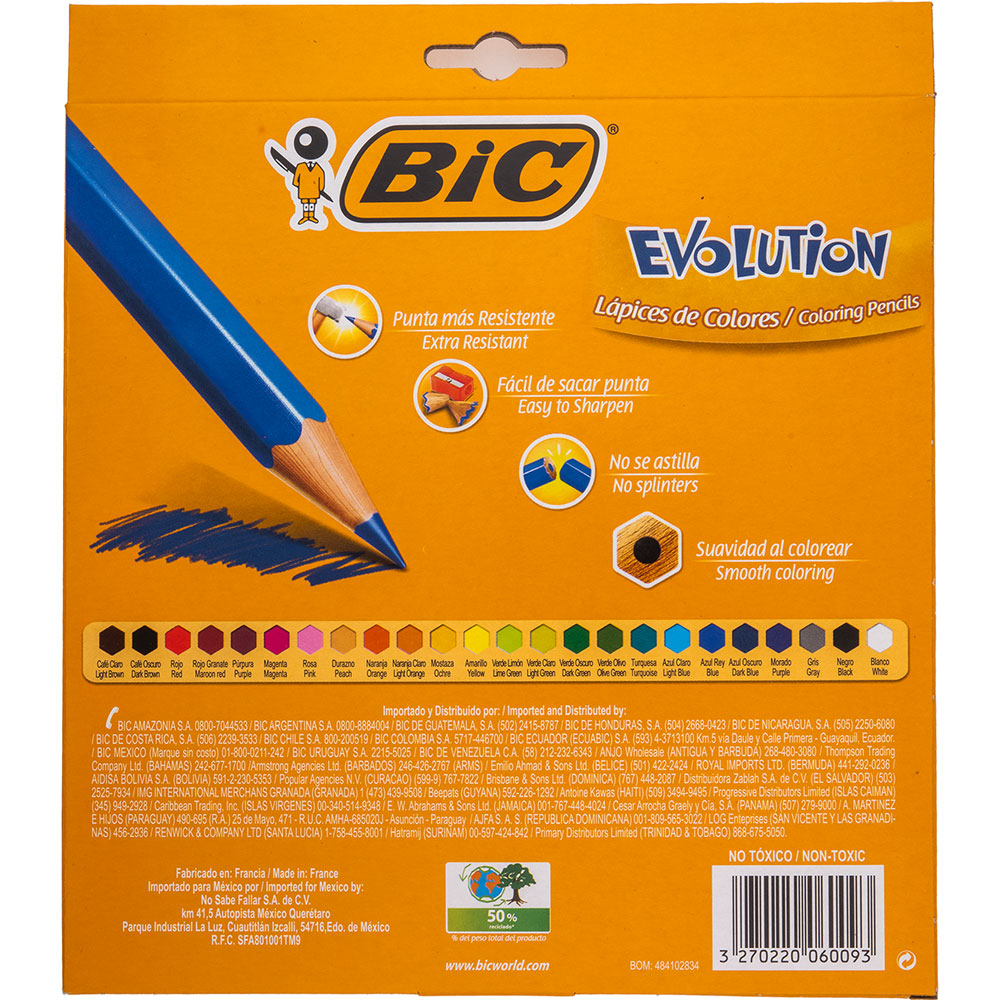 Lápices de colores Bic Evolution 24 colores | Lumen