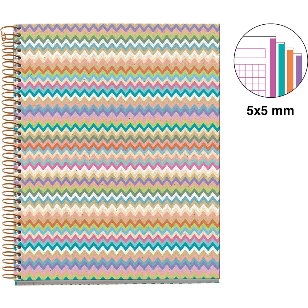 Cuaderno forma francesa MQR Zigzag pasta dura 5mm 120 hojas