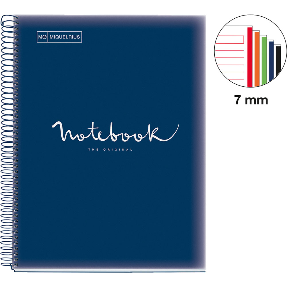 Quaderno Miquelrius A4 Emotions - 80 Fogli A Quadretti, Carta Riciclata, Spirale Continua, Blu - Foto 4