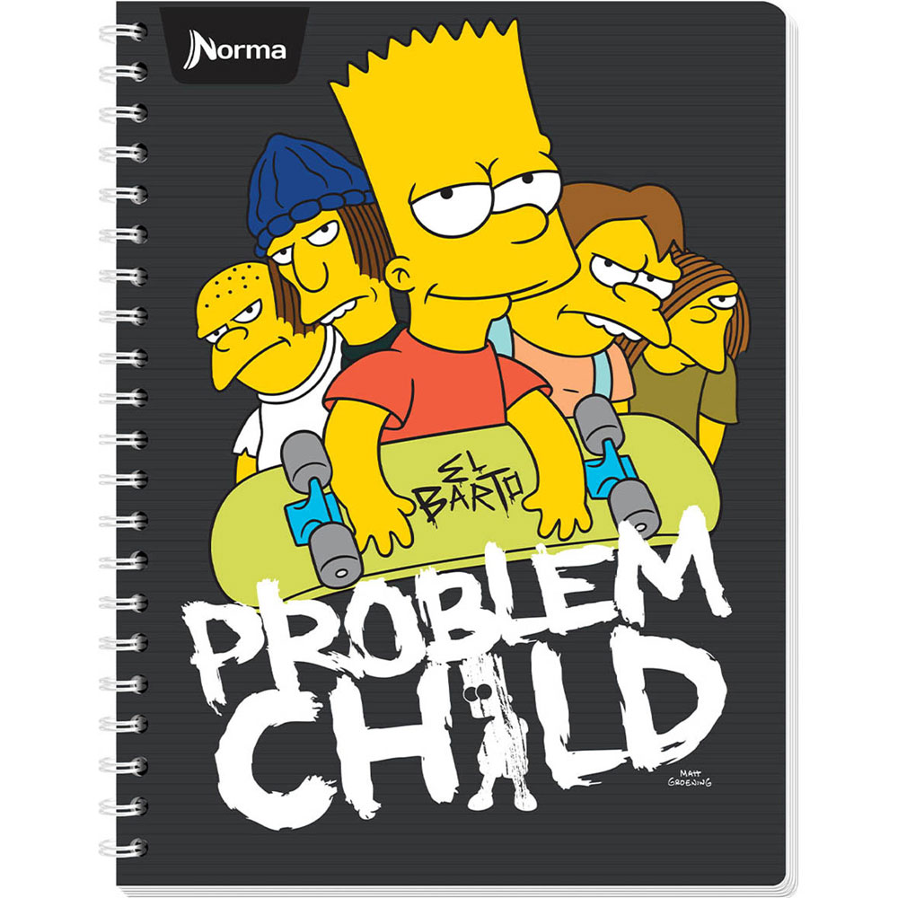 Cuaderno profesional Norma Simpsons doble arillo cuadro chico 100 hojas