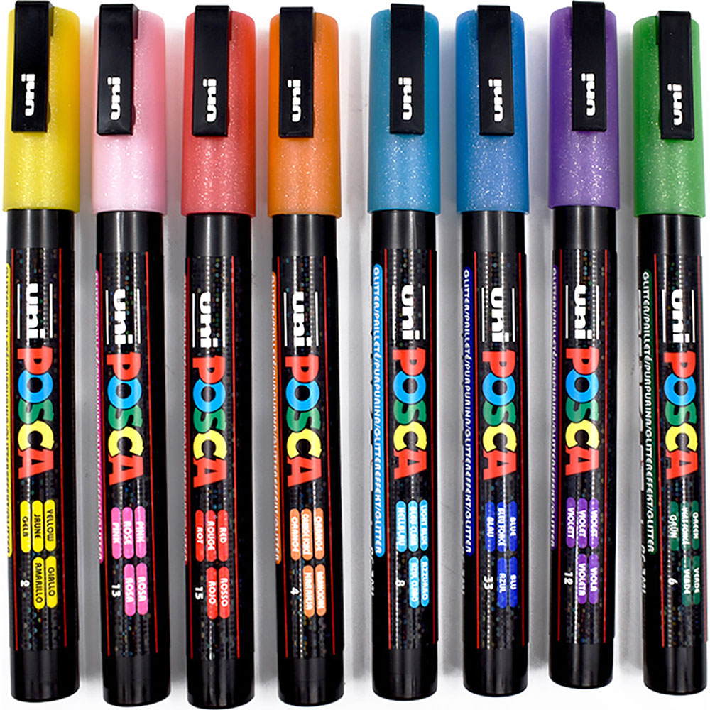 Marcadores Posca Glitter De 0.9-1.3 Mm Blister Con 8 | Papelería lumen