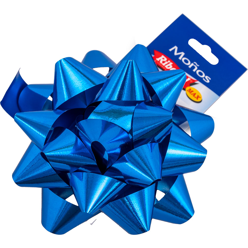 Moño Ribocel Metalico Gigante Azul | Papelería Lumen