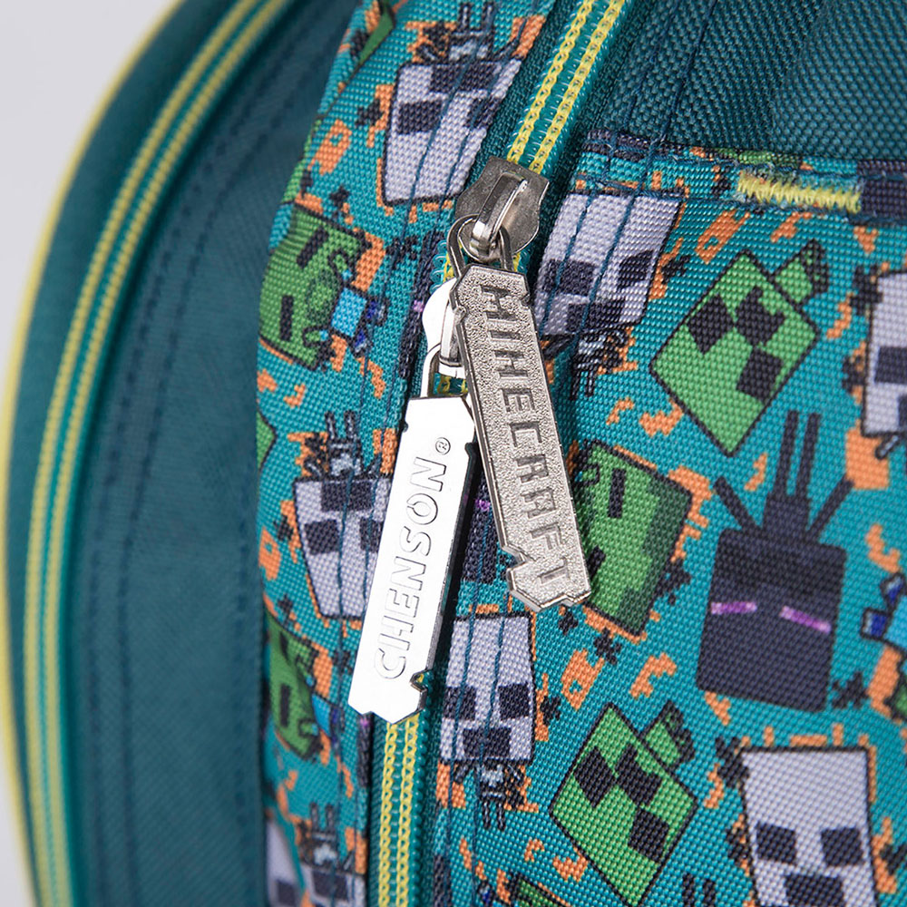MINECRAFT 3D - Mochila Escolar, Con Diseño 3D, Adaptable A Carro, Ideal