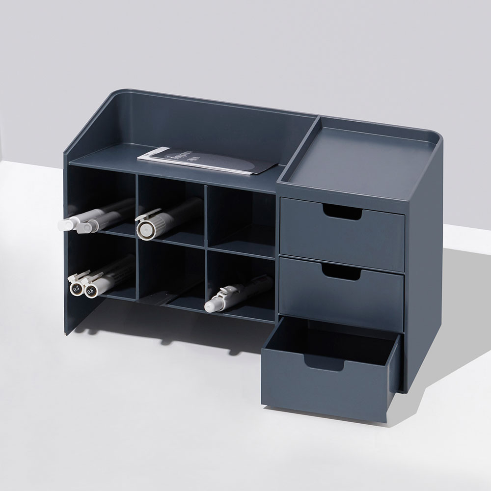 Organizador escritorio Hive Stack azul prusiano | Papelería Lumen