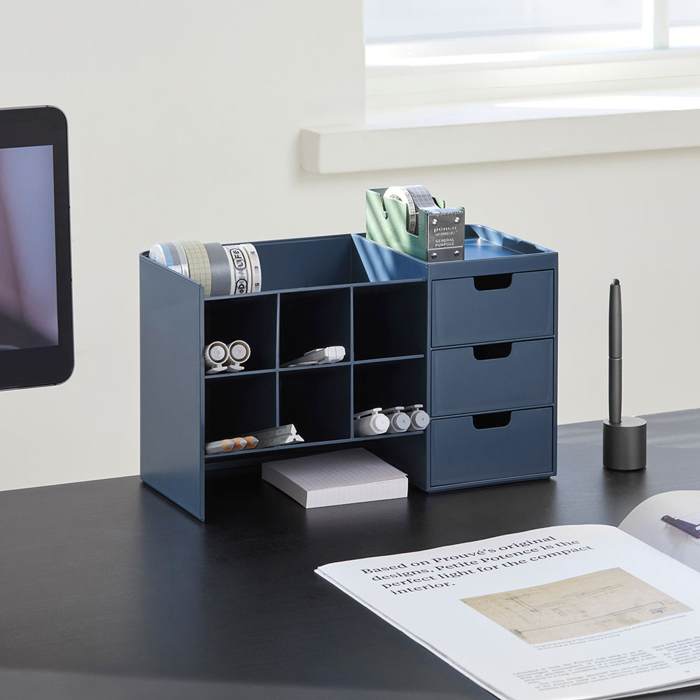Organizador escritorio Hive Stack azul prusiano | Papelería Lumen