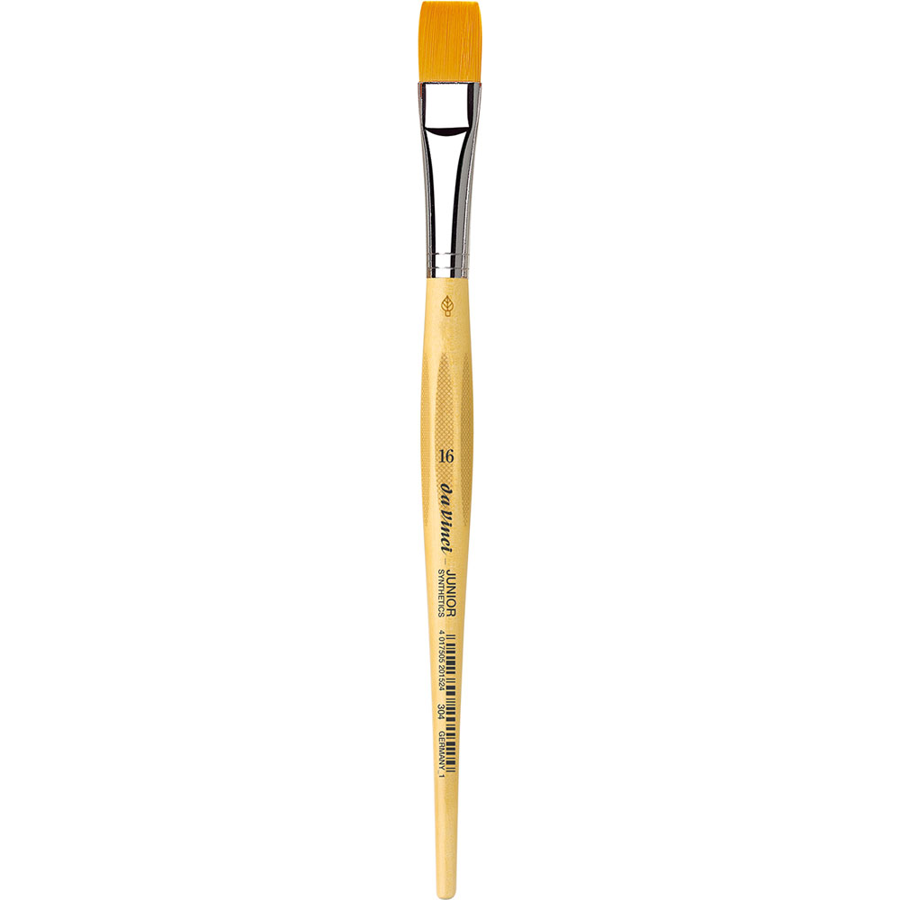 Pincel Plano Da Vinci Junior Synthetics Serie 304, Tamaño 6 – Mango De Madera Y Virola De Acero Inoxidable, Ideal Para Colegio Y Manualidades.