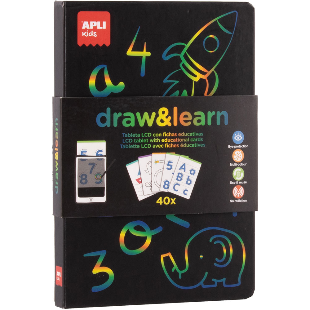 APLI Kids 12916 Dubbelzijdig Whiteboard – Wit En Gelijnd, Met Gum En Stiften, Ophanggaatje, Voor School En Thuis