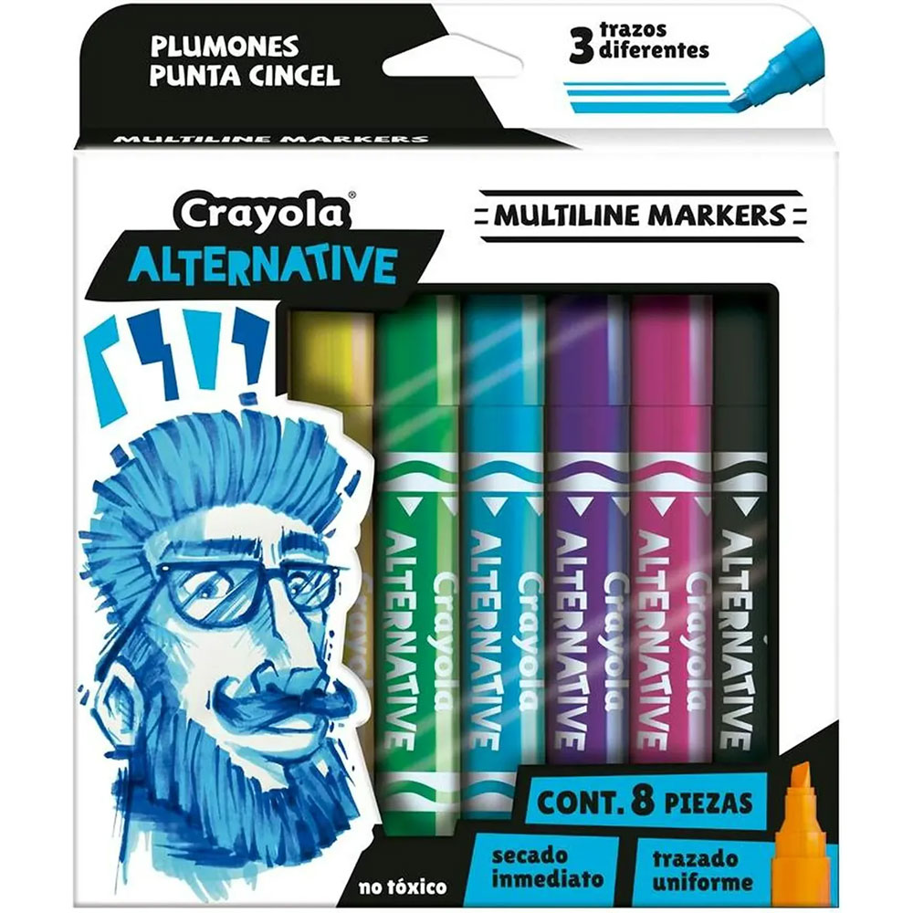 Plumon Escolar Crayola Multilinea con 8 piezas | Lumen