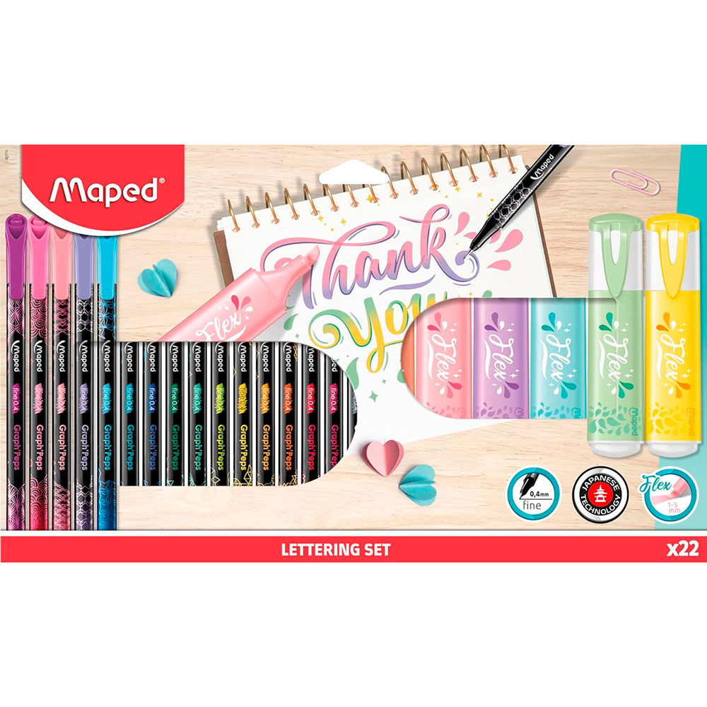 Plumil Escritura Maped 983719 Set Lettering con 22 piezas | Lumen