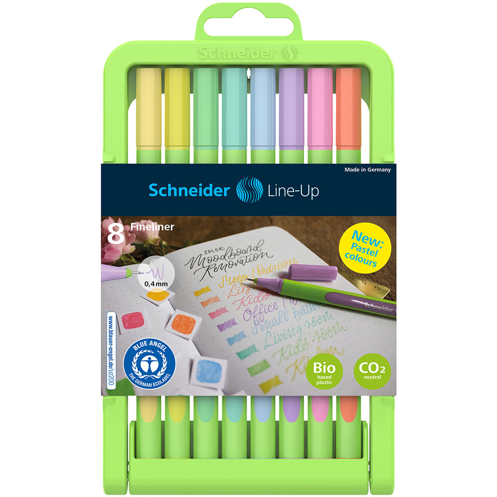 Schneider Line-Up Fineliner Pens – 0.4mm, 4 Assorted Colors, Bio-Based Plastic, Stand-Up Case - View #13