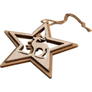 Foto de Adorno Navidad Sfi 480486B Estrella con reno Madera 20cm 