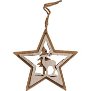 Foto de Adorno Navidad Sfi 480486B Estrella con reno Madera 20cm 