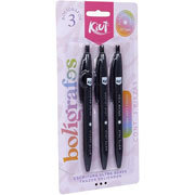 Foto de Boligrafos Kiut 0.7 mm 3 Piezas Negro 