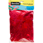 Foto de Bolsa De Plumas Barrilito De Color Rojo 18 Gramos 