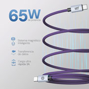Foto de Cable STF Tipo C a Tipo C 1 m 65 W ST-A52387 Morado 