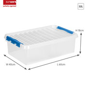 Foto de CAJA MULTIUSOS SNW QLINE 60X40X18CM 32L TRANSPARENTE/AZUL 