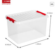 Foto de CAJA MULTIUSOS SNW QLINE 60X40X34CM 62L TRANSPARENTE/ROJO 