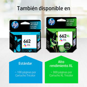 Foto de CARTUCHO DE TINTA HP 662XL TRICOLOR ORIGINAL (CZ106AL) 
