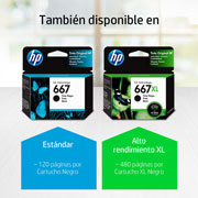 Foto de CARTUCHO DE TINTA HP 667 NEGRA ORIGINAL (3YM79AL) 