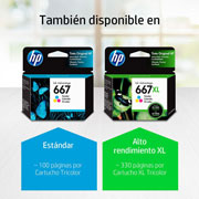 Foto de Cartucho De Tinta Hp 667 Tricolor Original (3Ym78Al) 