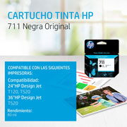 Foto de Cartucho para plotter HP CZ133A 711XL para modelos DesignJet T120/T520 negro con 80ml 