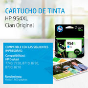 Foto de CARTUCHO DE TINTA HP 954XL CIAN ORIGINAL (L0S62AL) 